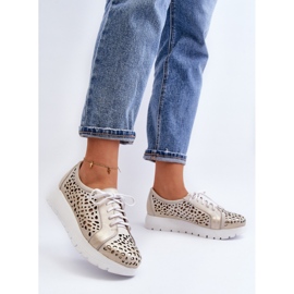 Dámské kožené boty Zazoo Gold zlatý 2