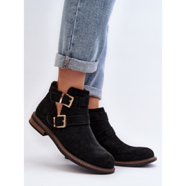 Dámské kotníkové boty s ozdobnými pruhy Černá 1