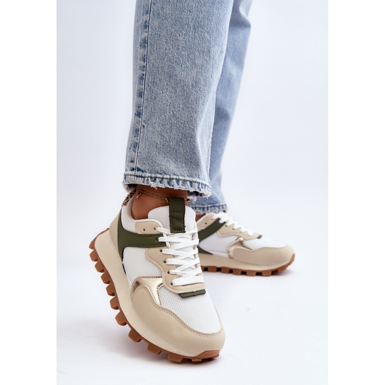 Dámská sportovní obuv na platformě Beige/Green béžový 2
