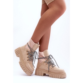 FB3 Béžové dámské semišové kotníkové boty béžový 2