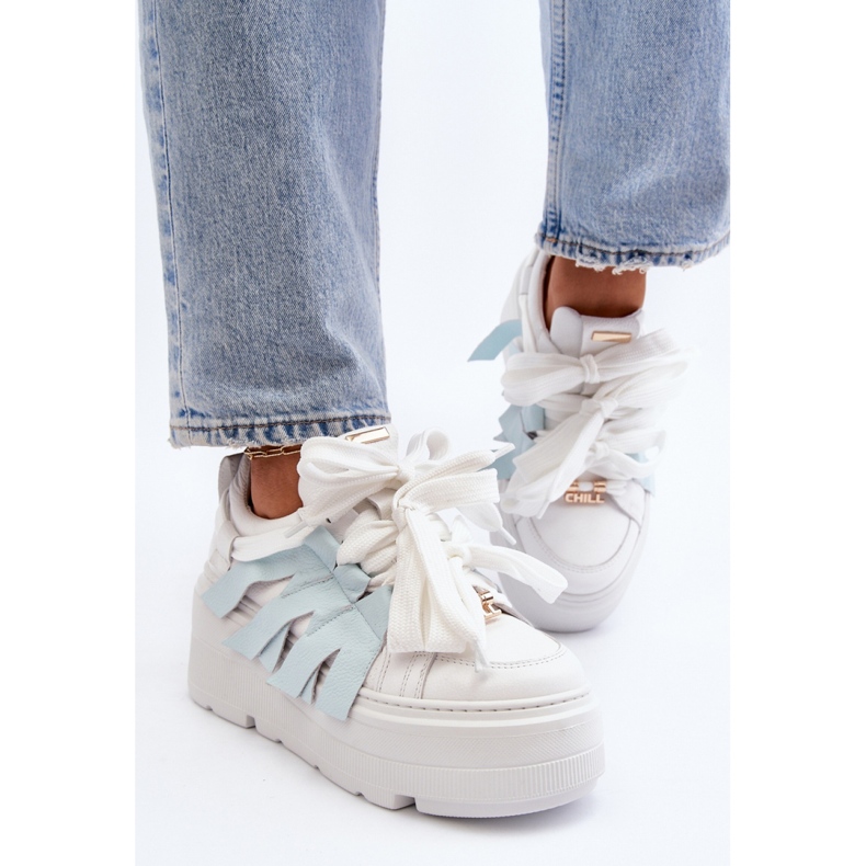 Dámská sportovní obuv na modré platformě Zazoo modrý 1 Dámská sportovní obuv na modré platformě Zazoo modrý 1