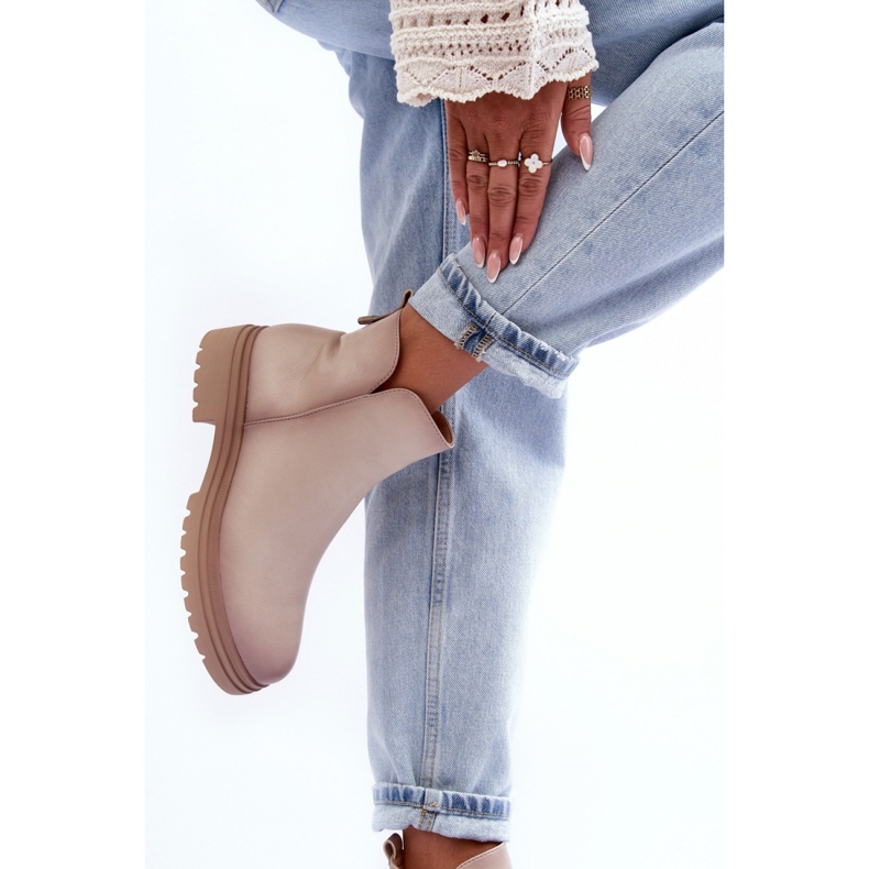 Béžové dámské kotníkové boty na platformě béžový 2 Béžové dámské kotníkové boty na platformě béžový 2