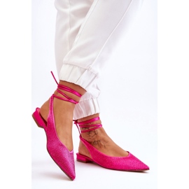 Vázané balerínky s fuchsiovými kamínky růžový 1