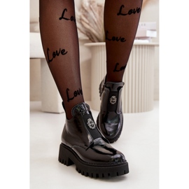 Dámské kožené kotníkové boty se zdobením Zazoo Black černá 1 Dámské kožené kotníkové boty se zdobením Zazoo Black černá 1