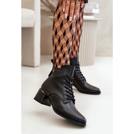 Dámské kotníkové boty Vinceza Black Leather na vysokém podpatku černý 1