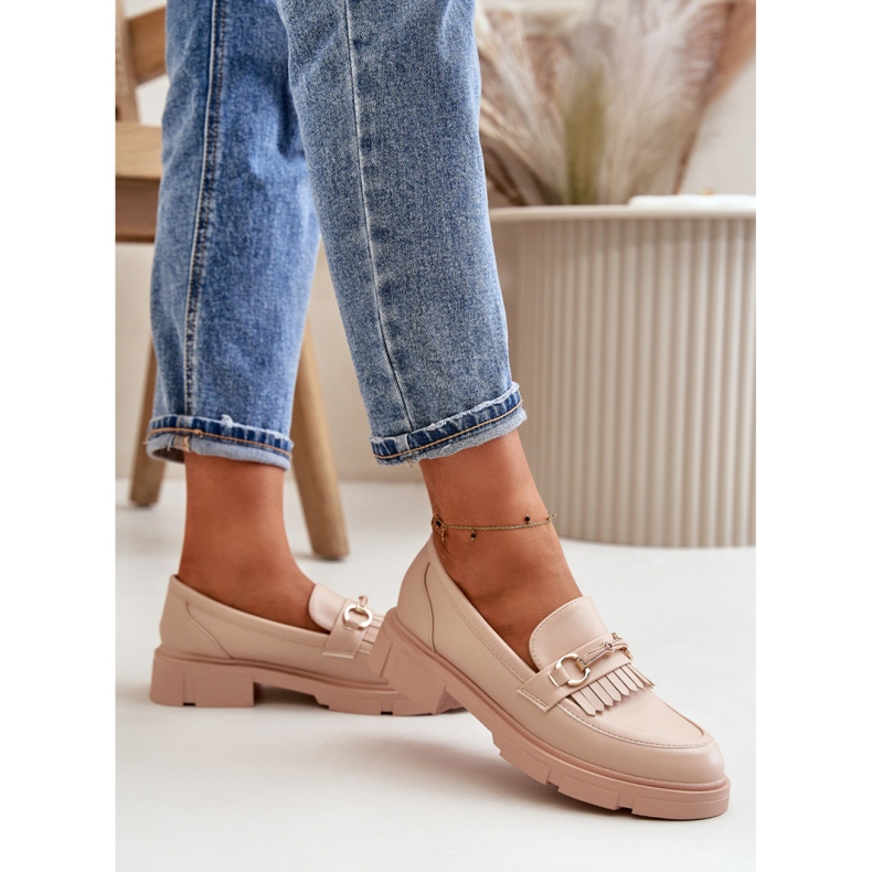 Dámské mokasíny s béžovým zdobením 1