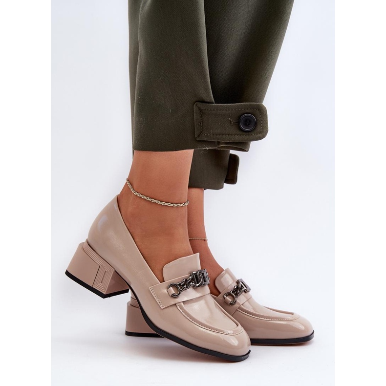 S.Barski Béžové dámské lakované lodičky béžový 1