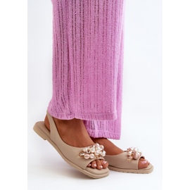 Dámské sandály se zdobením S.Barski Beige béžový 1