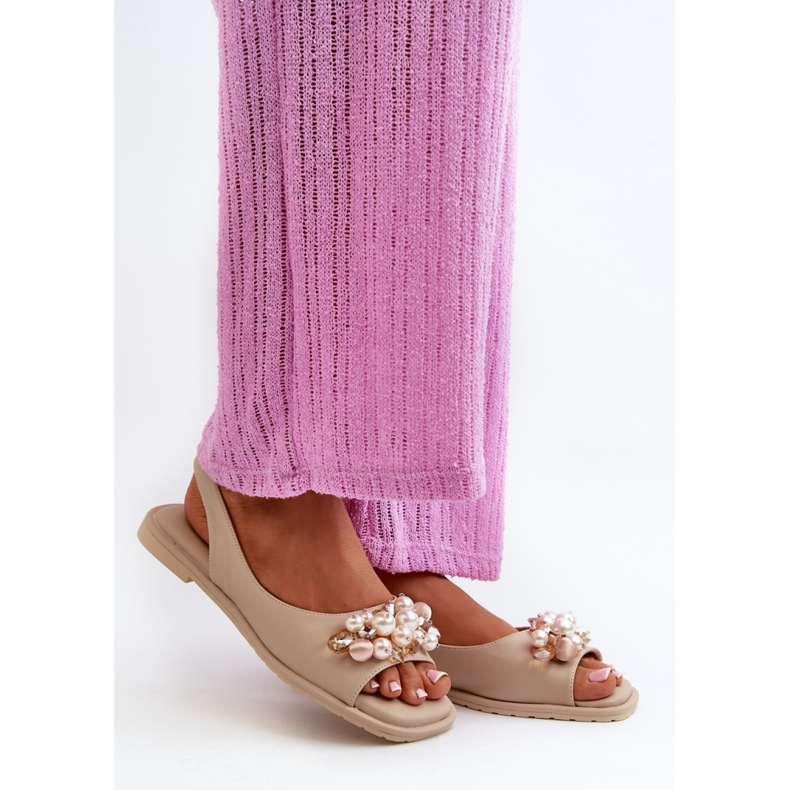 Dámské sandály se zdobením S.Barski Beige béžový 1 Dámské sandály se zdobením S.Barski Beige béžový 1