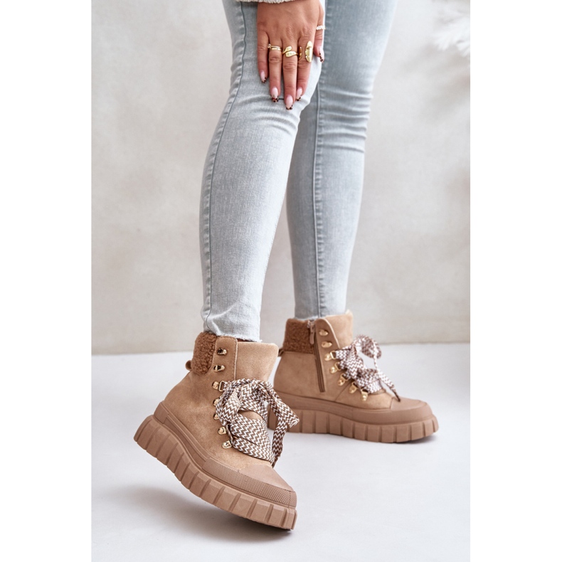 Teplé hnědé boty na platformě hnědý 1