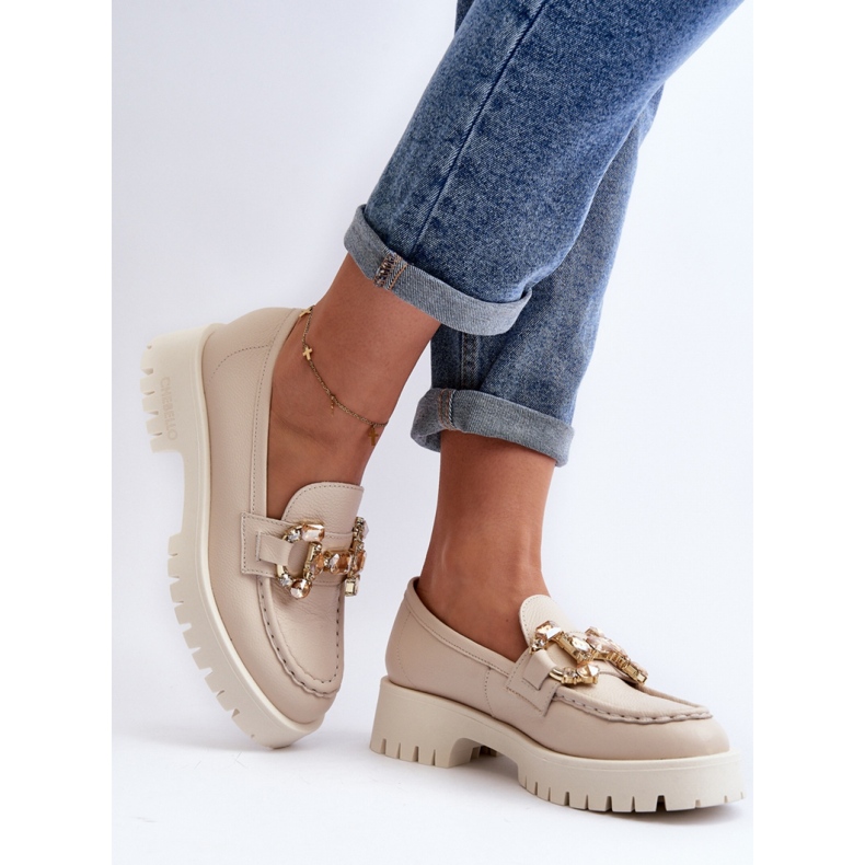 Elegantní dámské mokasíny Chebello Beige béžový 2
