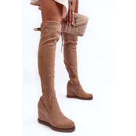 Step in style Kozačky nad kolena Model Mephal NS362P Béžové semišové - Krok ve stylu béžový 2