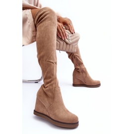 Step in style Kozačky nad kolena Model Mephal NS362P Béžové semišové - Krok ve stylu béžový 3
