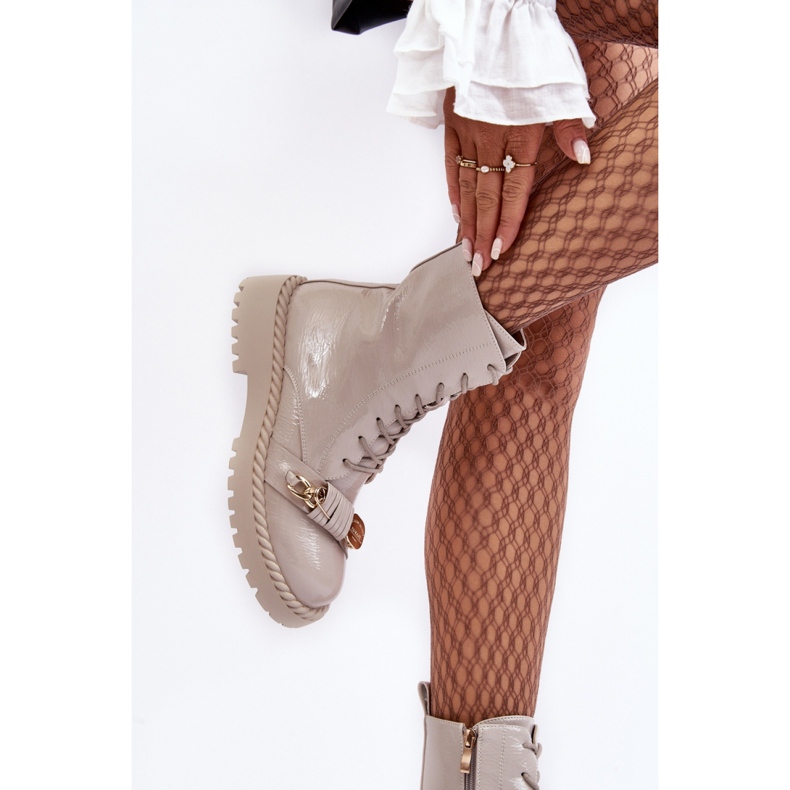 Step in style Boty Model Da MR870-67 Světle šedý lak - Krok ve stylu šedá 2