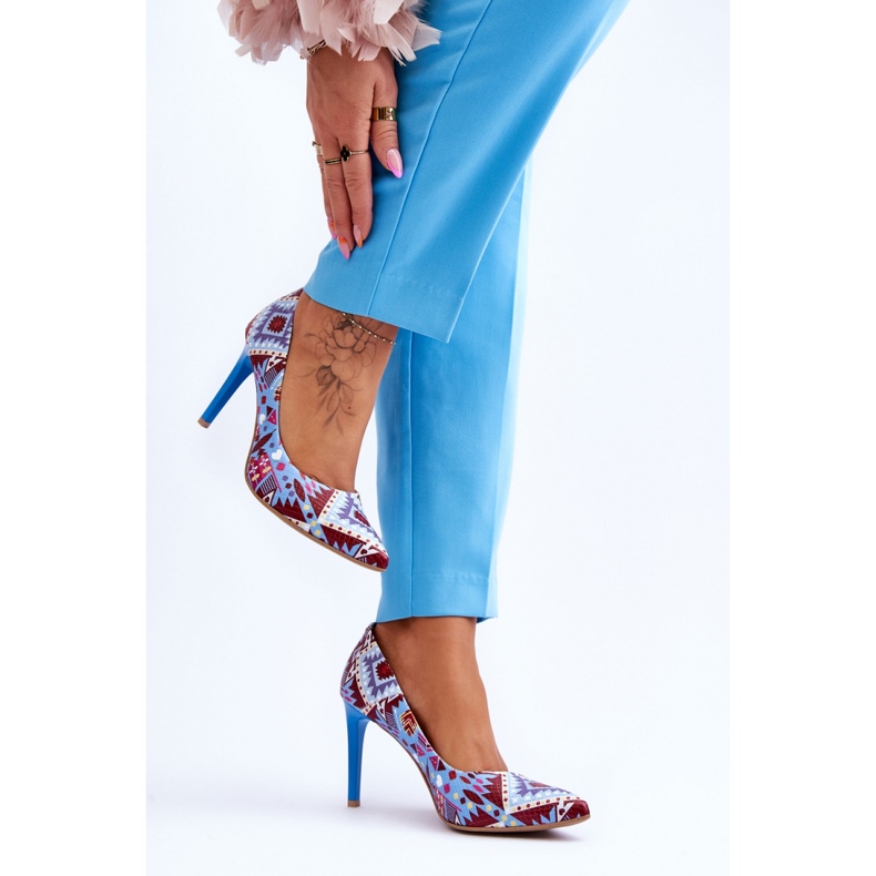 Step in style Boty na vysokém podpatku Model Lewski Boty 2659 Modrá/Červená - Krok ve stylu vícebarevný 2