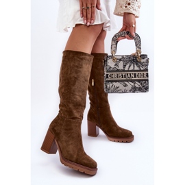 Step in style Kozačky Model Virdana H8-518 Olive Suede - Krok ve velkém stylu zelená 2
