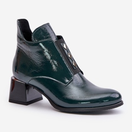 Step in style Boty Model Zazoo 60504 Tmavě zelený lak - Krok ve stylu 2