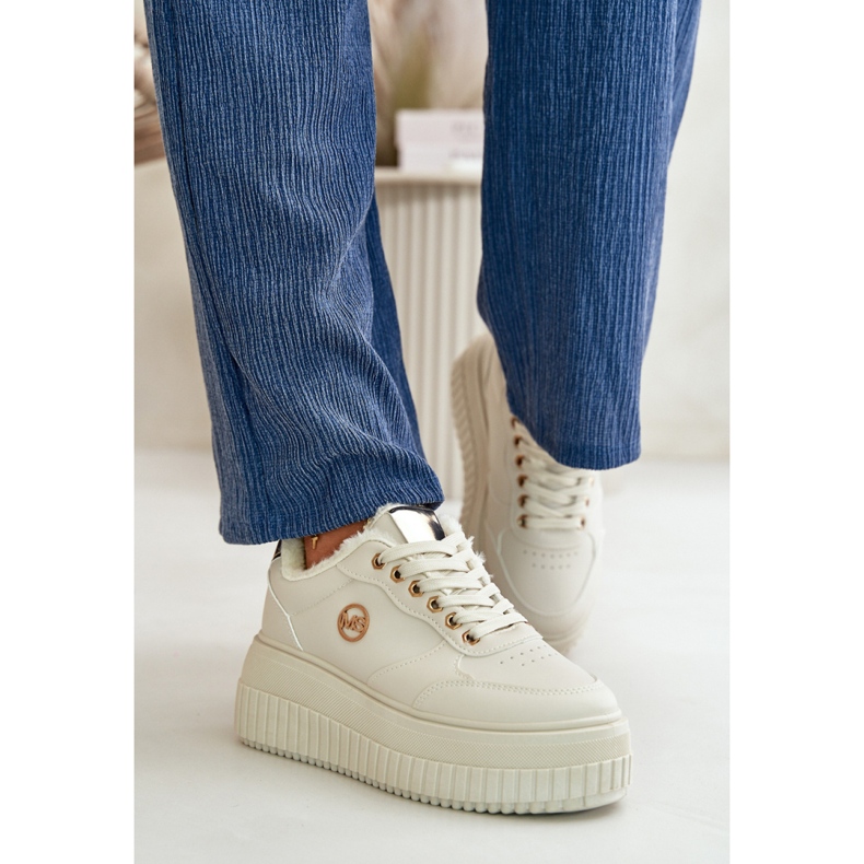 Dámská sportovní obuv na platformě z béžové eko kůže béžový 1