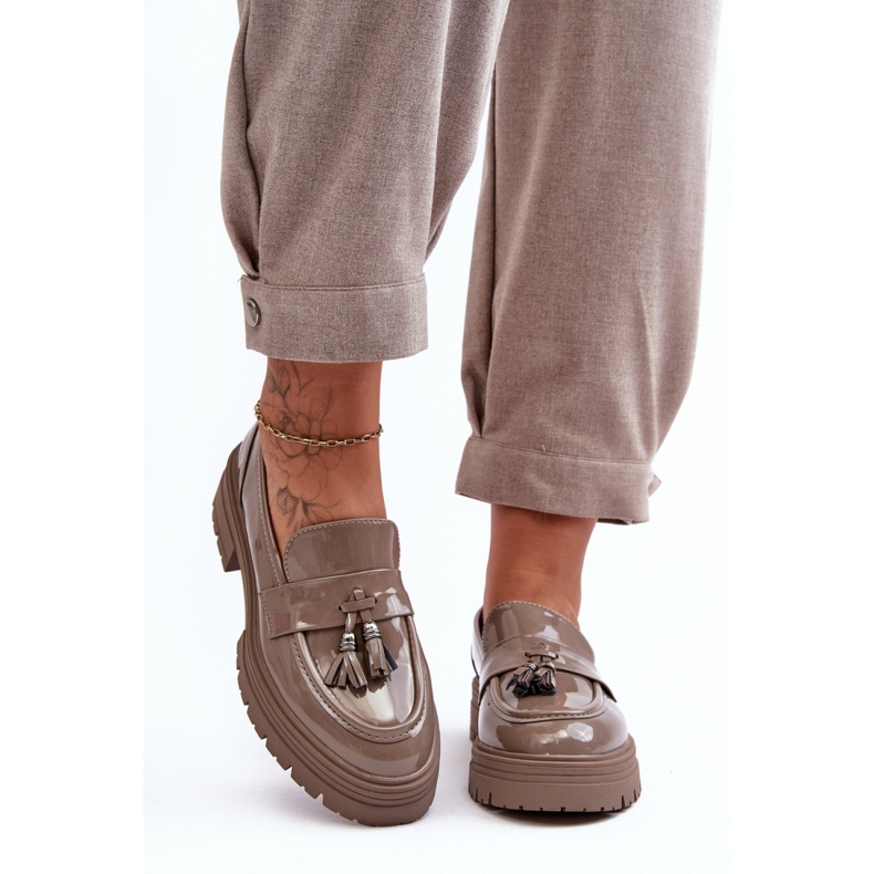 Step in style Boty Model Velenase YL189 Dark Beige Lakier - Krok ve stylu béžový 1 Step in style Boty Model Velenase YL189 Dark Beige Lakier - Krok ve stylu béžový 1