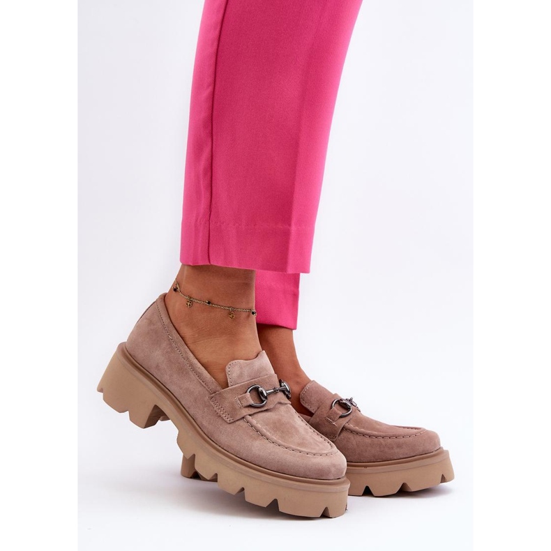 Módní masivní béžové dámské mokasíny béžový 1 Módní masivní béžové dámské mokasíny béžový 1