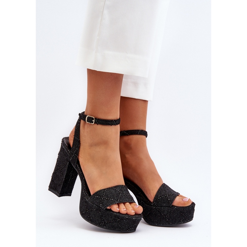 Módní dámské sandály z textilního materiálu černá 1 Módní dámské sandály z textilního materiálu černá 1