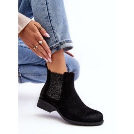 Klasické dámské kotníkové boty z ekologického semiše Black černá 2 Klasické dámské kotníkové boty z ekologického semiše Black černá 2