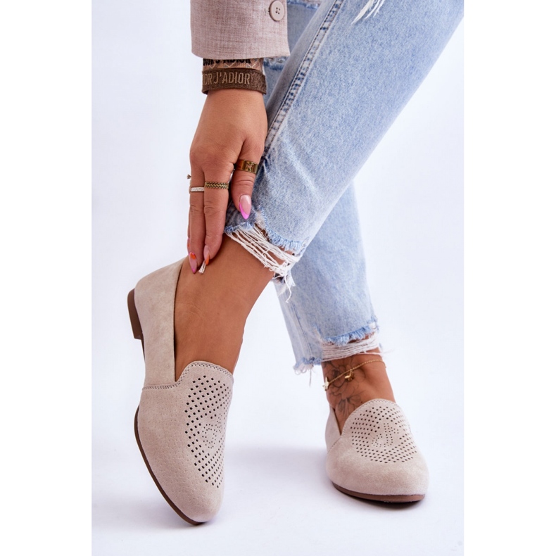 Béžové semišové dámské mokasíny béžový 1