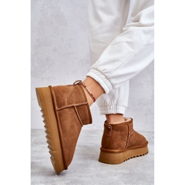 Semišové dámské sněhule Camel béžový 2