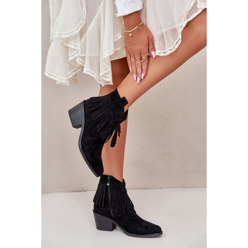 S. BARSKI Kozačky s třásněmi Model S.Barski Black černá 1