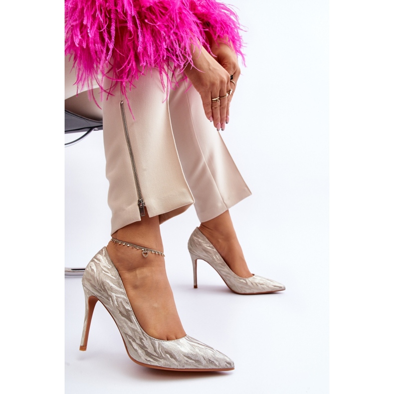 Zlaté lodičky na vysokém podpatku žlutá 2