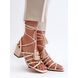 Dámské sandály s cvočky 3973, béžové béžový 1