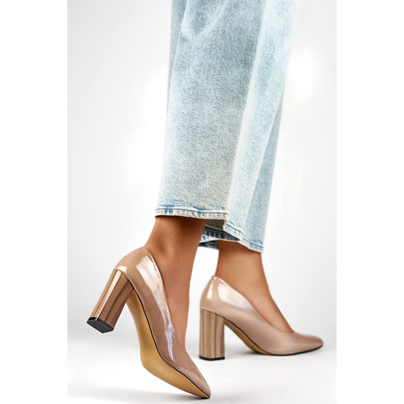 Dámské patentované lodičky GD-FL486A-T, béžové béžový 1