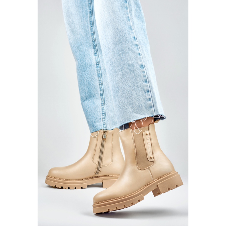 Dámské boty Chelsea 250004TA-PU béžová béžový 2 Dámské boty Chelsea 250004TA-PU béžová béžový 2