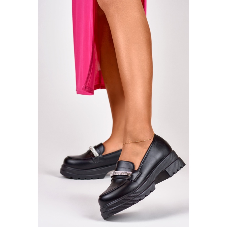 Dámské boty s kubickou zirkony B2732B, černé černá 2 Dámské boty s kubickou zirkony B2732B, černé černá 2