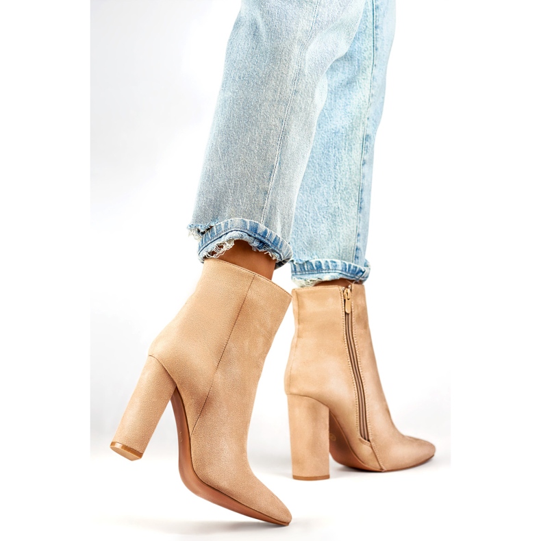 Dámské nezateplené boty D7959KH, béžové béžový 1