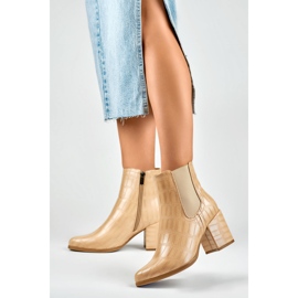 Dámské kozačky podšité kožíškem 260038BE-XC, béžové béžový 2 Dámské kozačky podšité kožíškem 260038BE-XC, béžové béžový 2