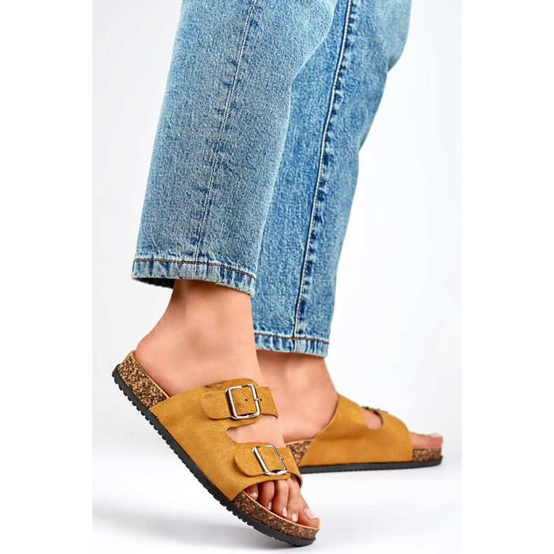 Dámské žabky z ekologického semiše 98-179C camel hnědý 1