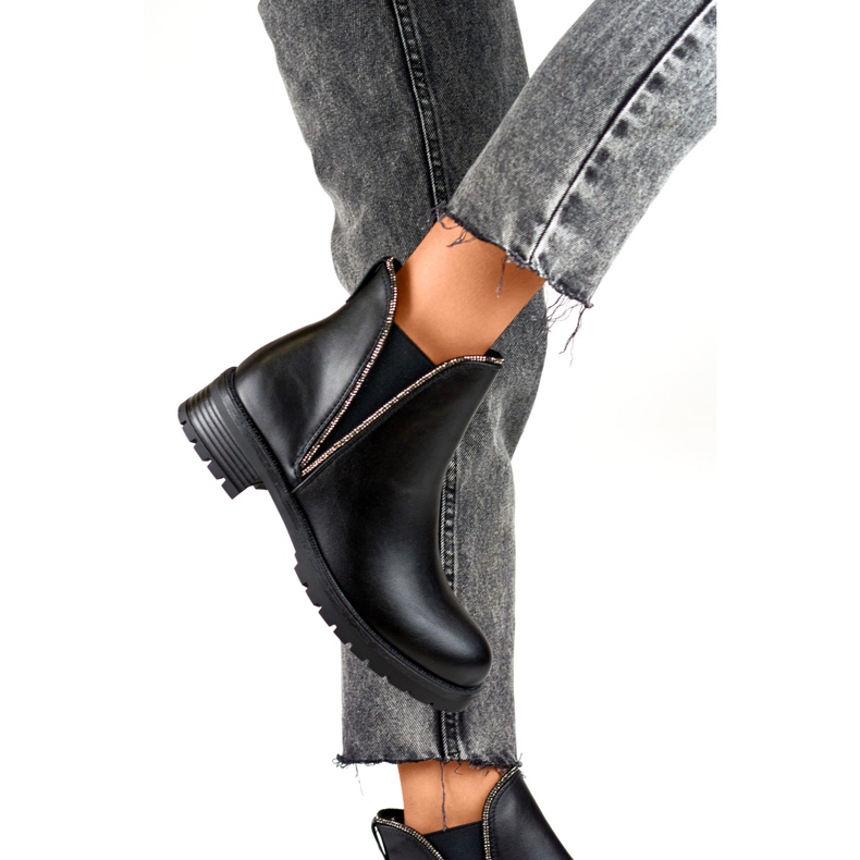 Dámské zateplené Chelsea Boots RXJ-169B, černé černá 2