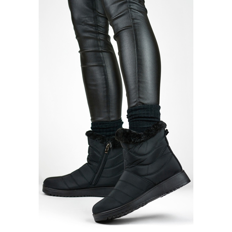 Dámské kožešinové boty do sněhu W76B, černé černá 1