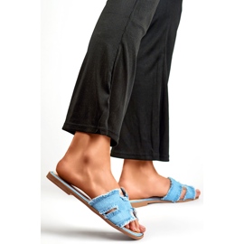 Jeans MTBL04L.DE dámské žabky, modré modrý 1 Jeans MTBL04L.DE dámské žabky, modré modrý 1