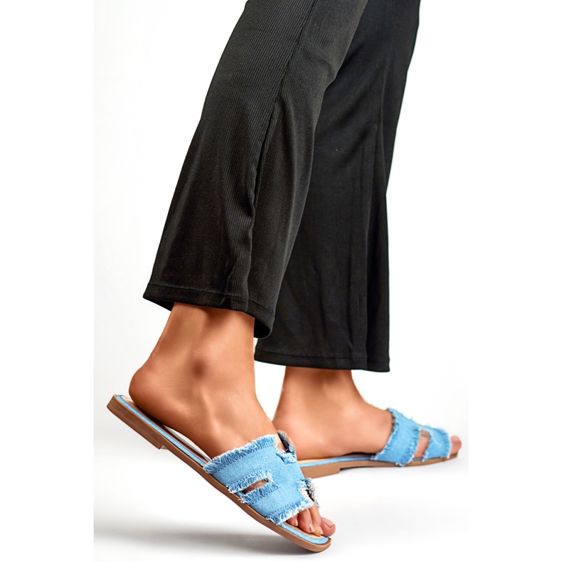 Jeans MTBL04L.DE dámské žabky, modré modrý 1 Jeans MTBL04L.DE dámské žabky, modré modrý 1