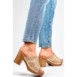 Dámské žabky C388BE, béžové béžový 1