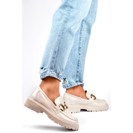Dámské mokasíny se zlatým zdobením OH31-2LT/BE béžový 1