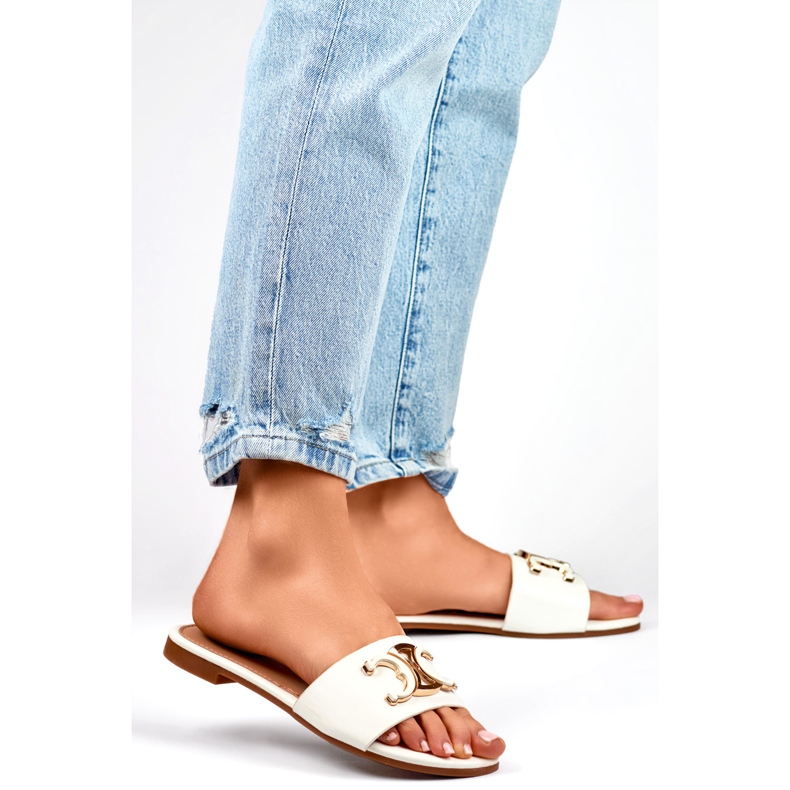 Dámské žabky 5174W se zdobením bílý 1