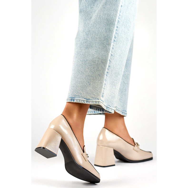 Dámské patentované lodičky 24-12322BE béžový 1 Dámské patentované lodičky 24-12322BE béžový 1