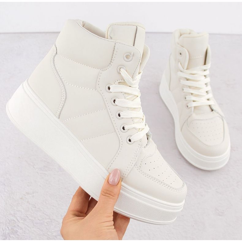 Béžové vysoké kotníkové sportovní boty NEWS 8166 béžový 1