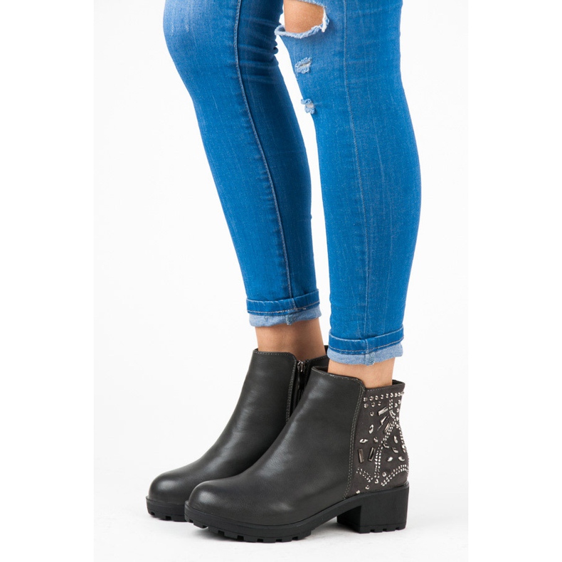 Vices Boty s krystaly šedá 1