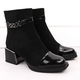 D&amp;A S.Barski kotníkové boty s ozdobným podpatkem Premium Collection W MR880-018 OLI269A černý 2