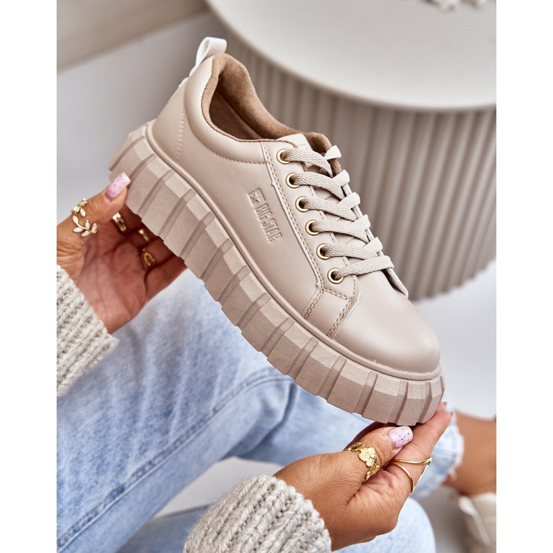 Dámské zateplené tenisky Big Star MM274618 Béžové béžový 2