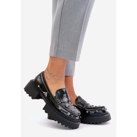 S.Barski Dámské lakované boty s ozdobami D&amp;A MR880-103 Černá černý 1